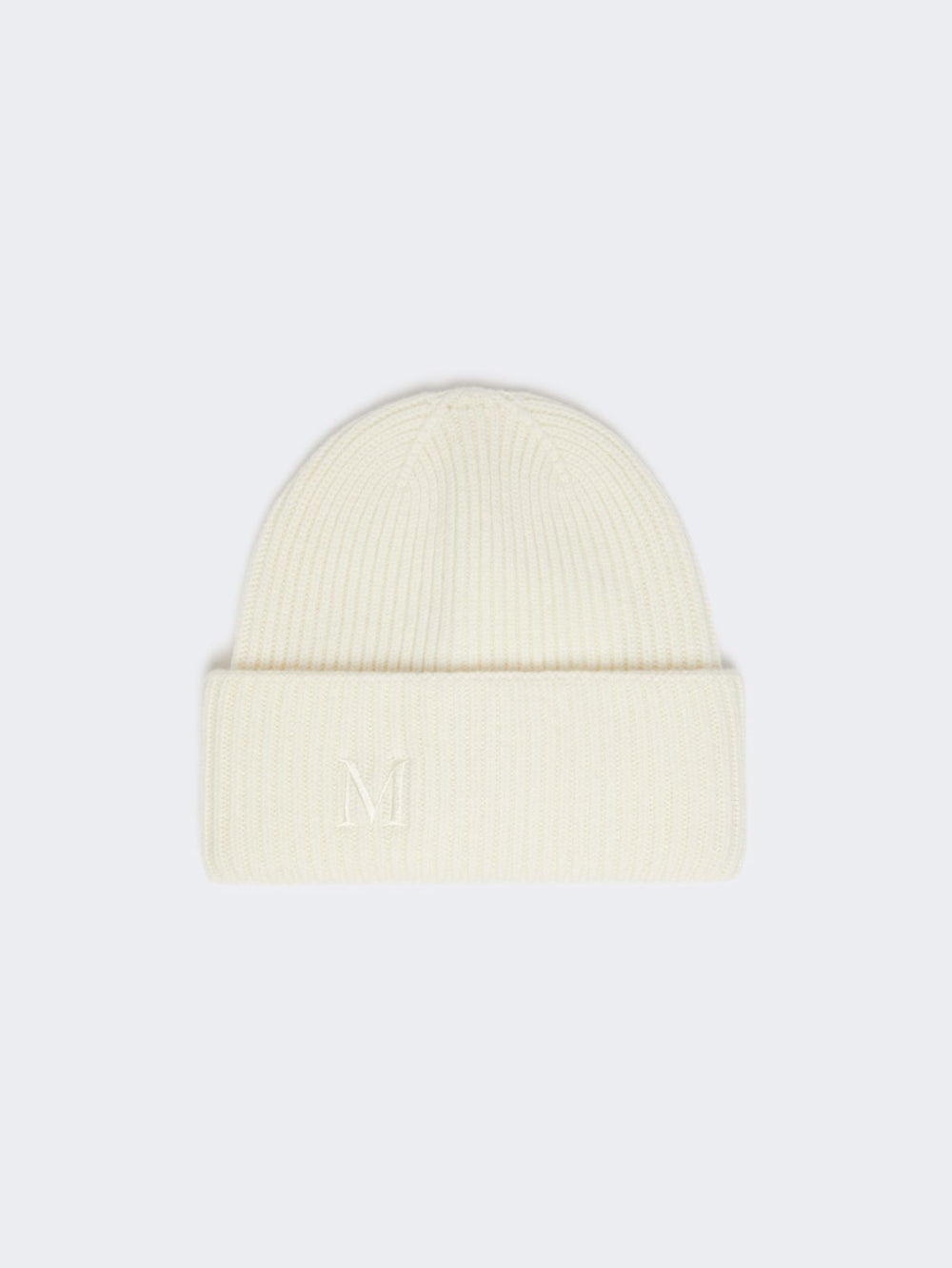 Rib-knit cashmere beanie hat - White