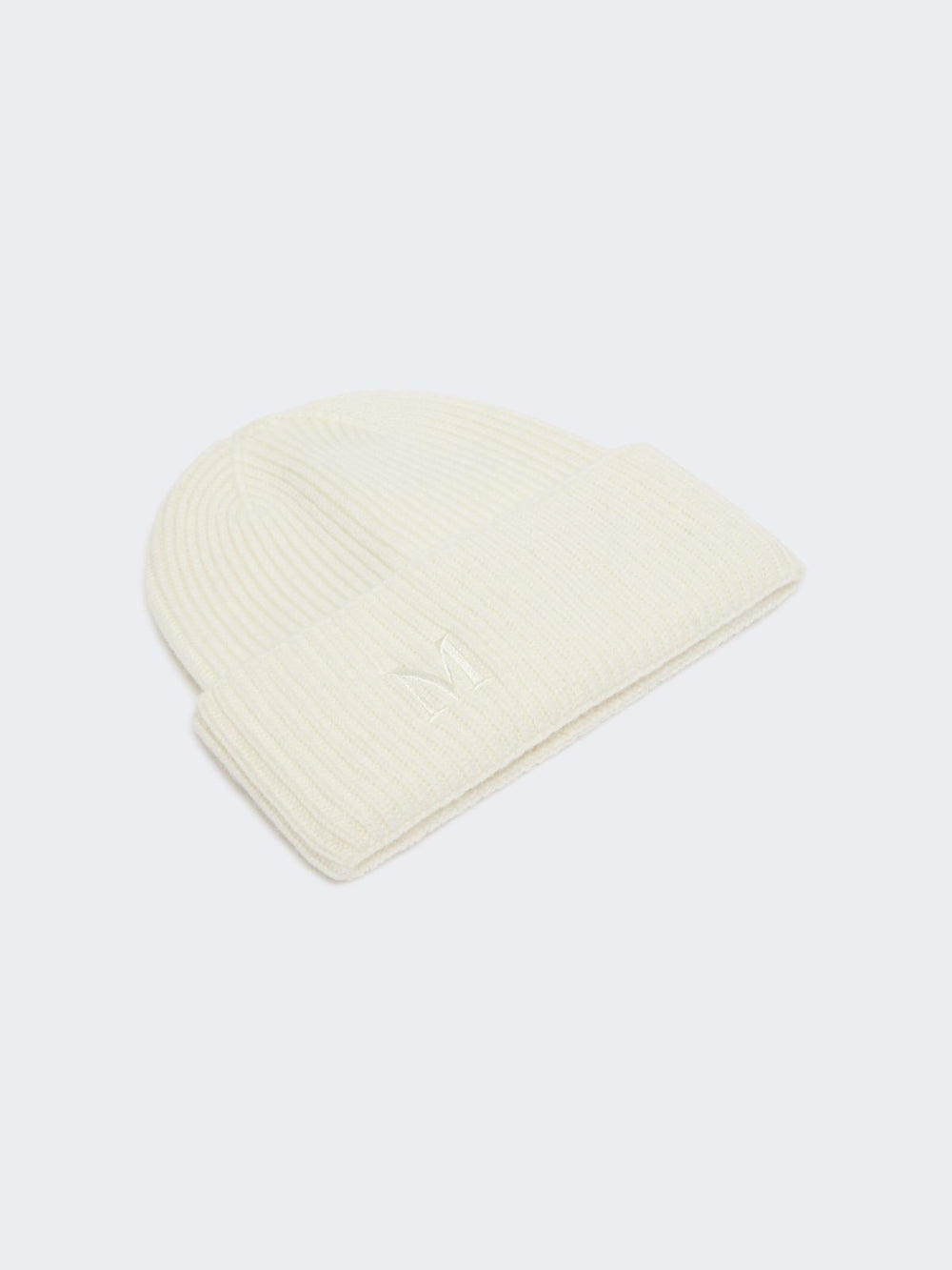 Rib-knit cashmere beanie hat - White