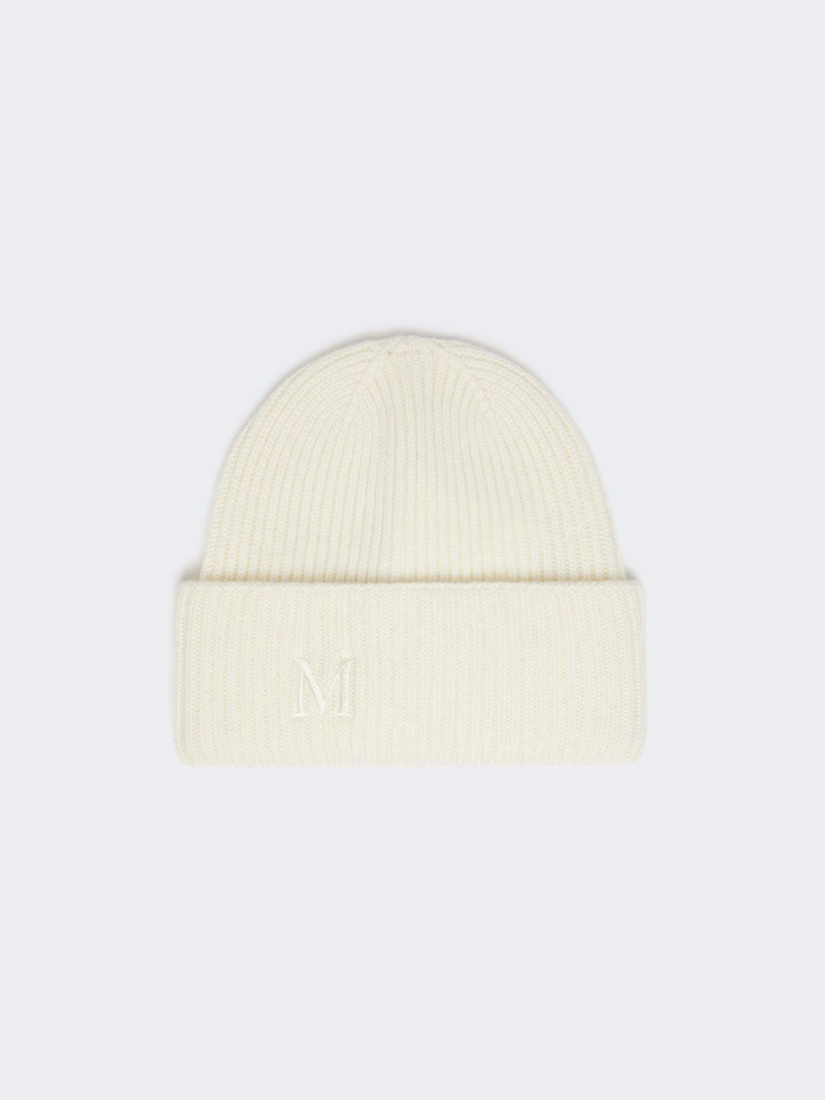 Rib-knit cashmere beanie hat - White