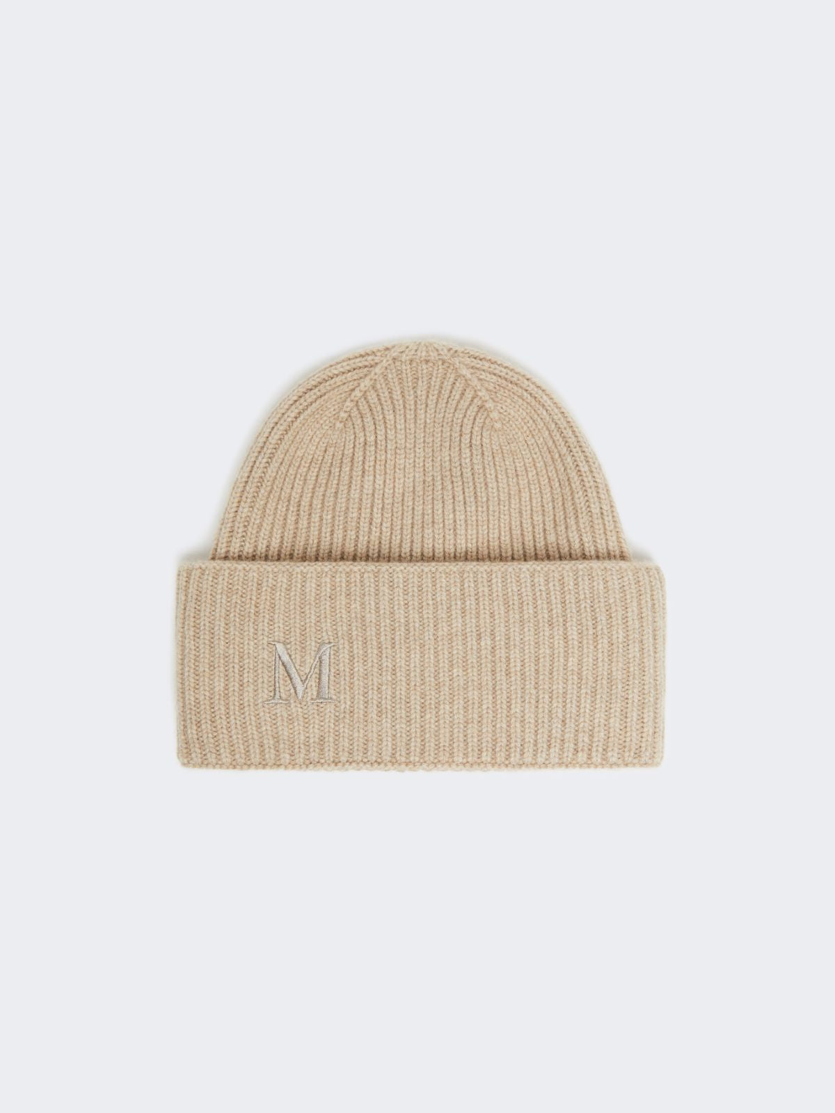 Rib-knit cashmere beanie hat - Beige