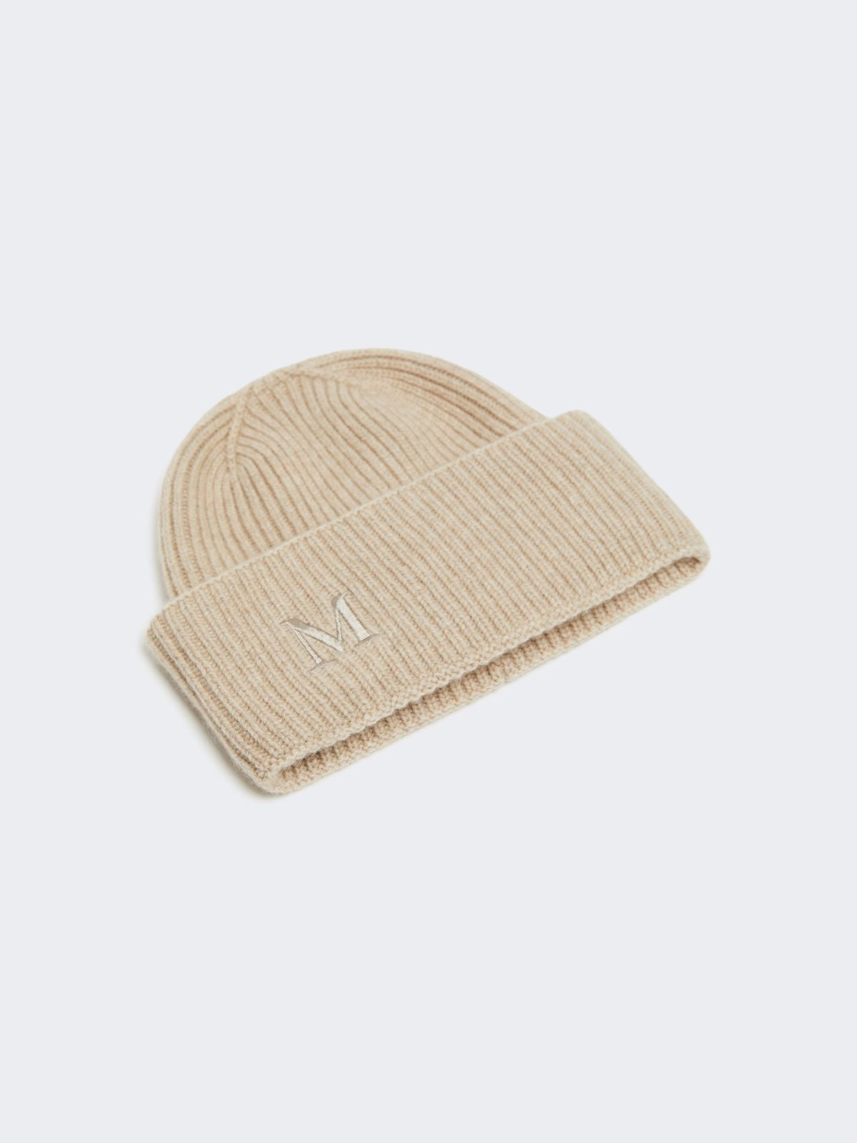 Rib-knit cashmere beanie hat - Beige