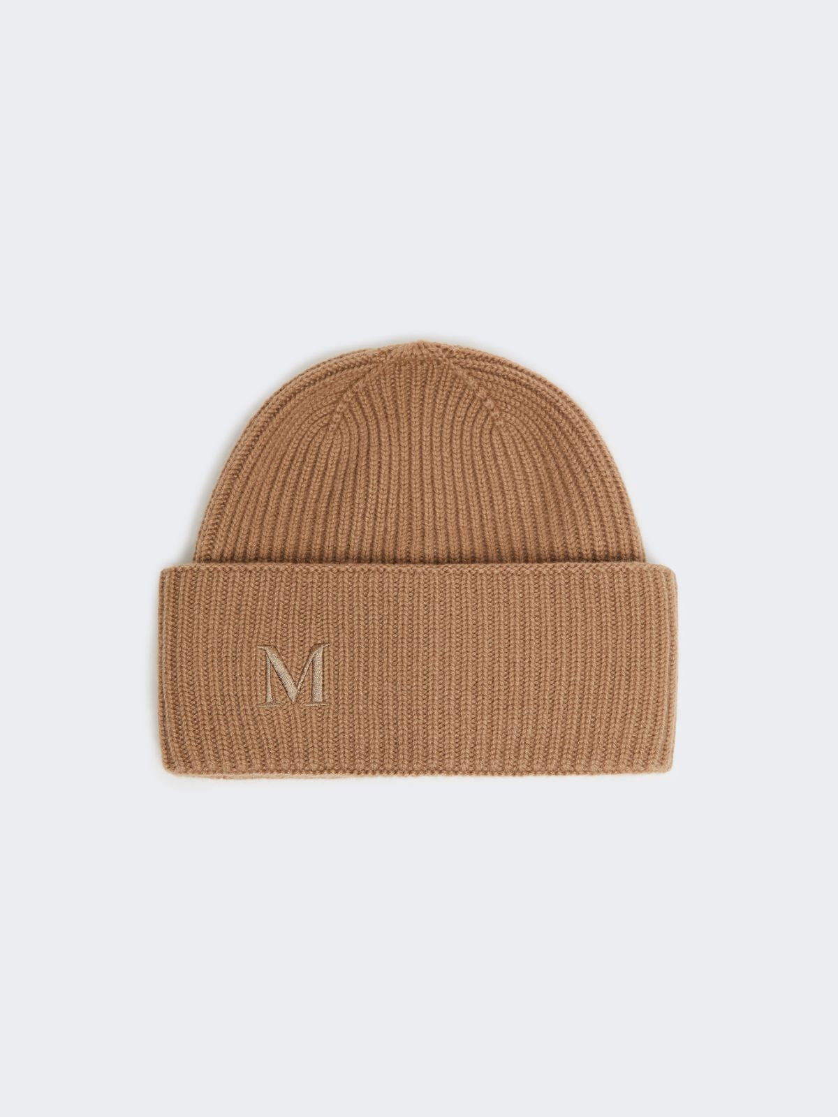 Rib-knit cashmere beanie hat - Camel