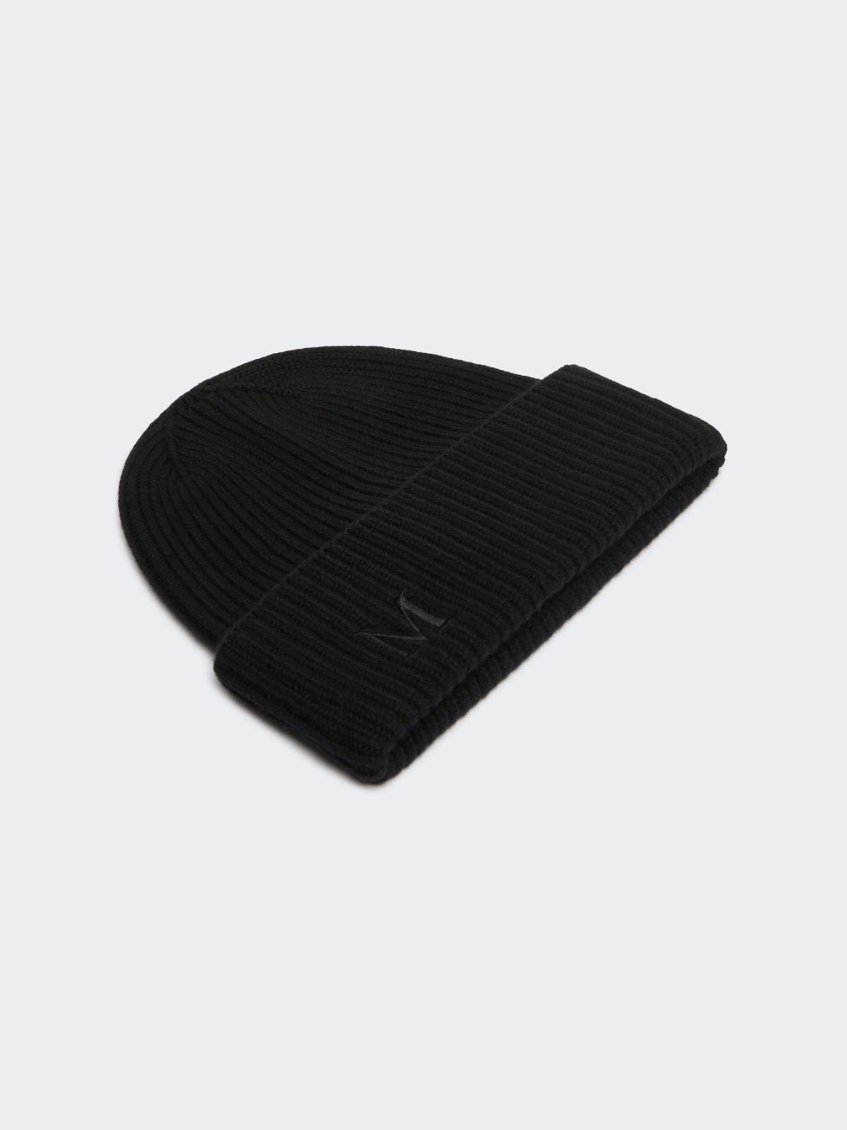 Rib-knit cashmere beanie hat - Black