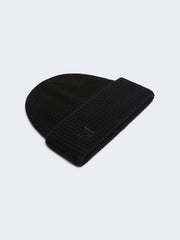 Rib-knit cashmere beanie hat - Black