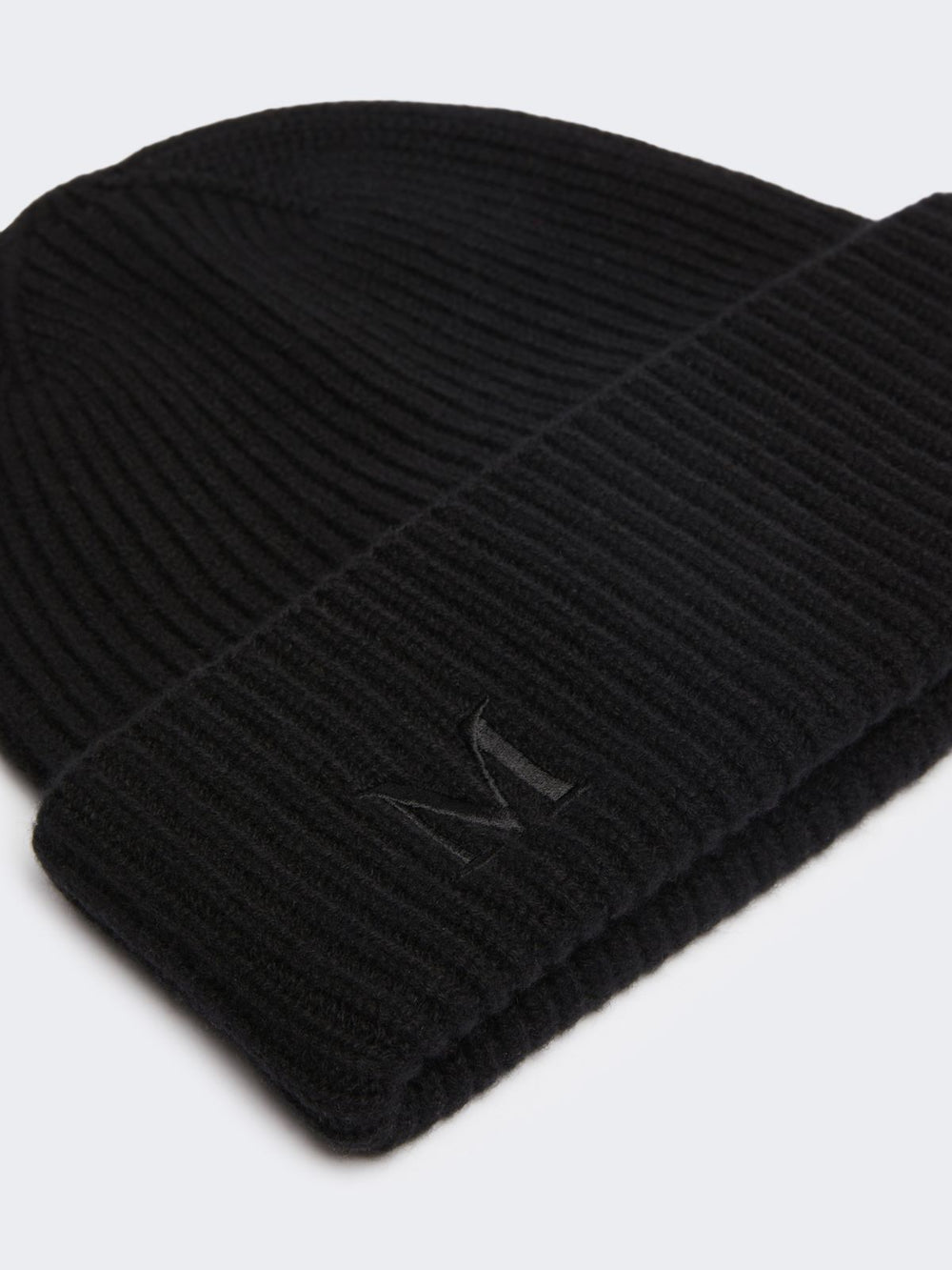 Rib-knit cashmere beanie hat - Black