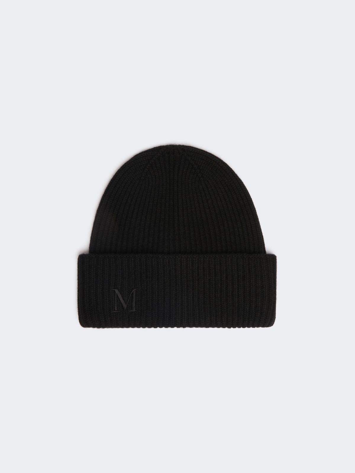 Rib-knit cashmere beanie hat - Black