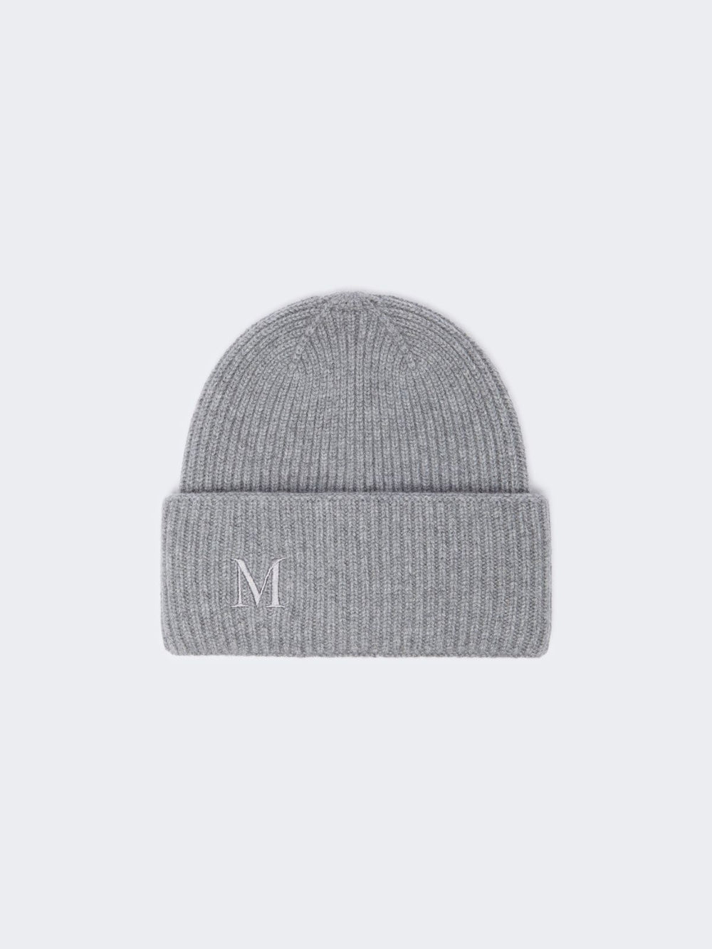 Rib-knit cashmere beanie hat - Light grey