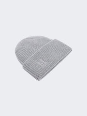 Rib-knit cashmere beanie hat - Light grey