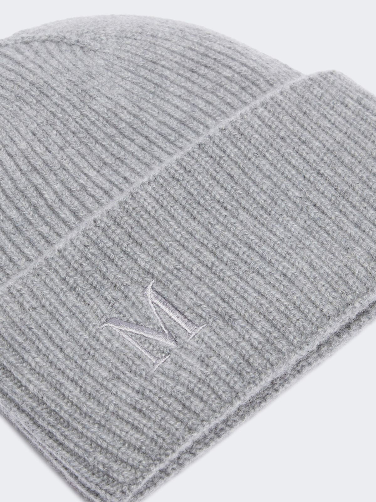 Rib-knit cashmere beanie hat - Light grey