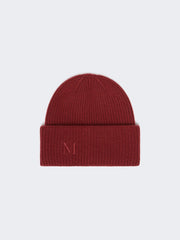 Rib-knit cashmere beanie hat - Raspberry
