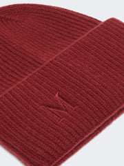 Rib-knit cashmere beanie hat - Raspberry