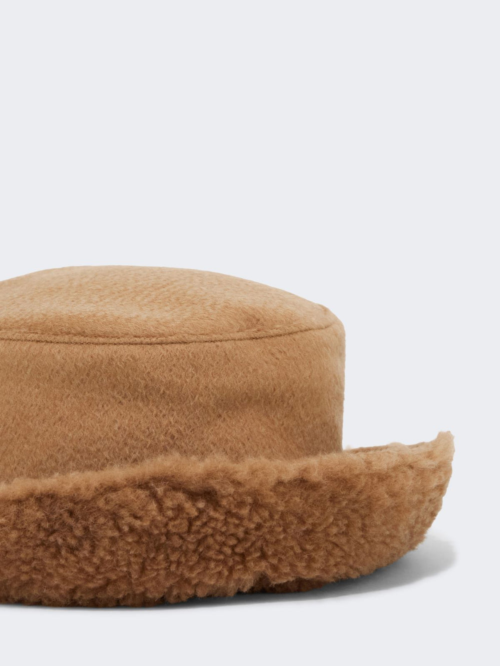 Reversible camel and Teddy fabric cloche hat - Camel