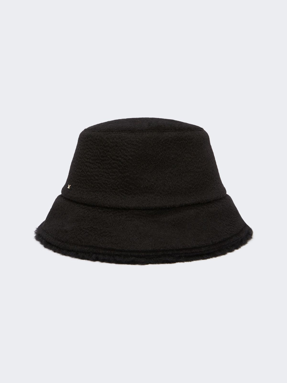 Reversible camel and Teddy fabric cloche hat - Black