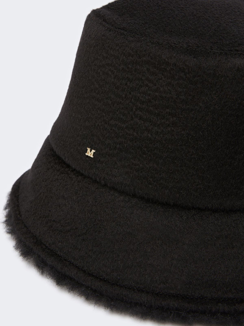 Reversible camel and Teddy fabric cloche hat - Black