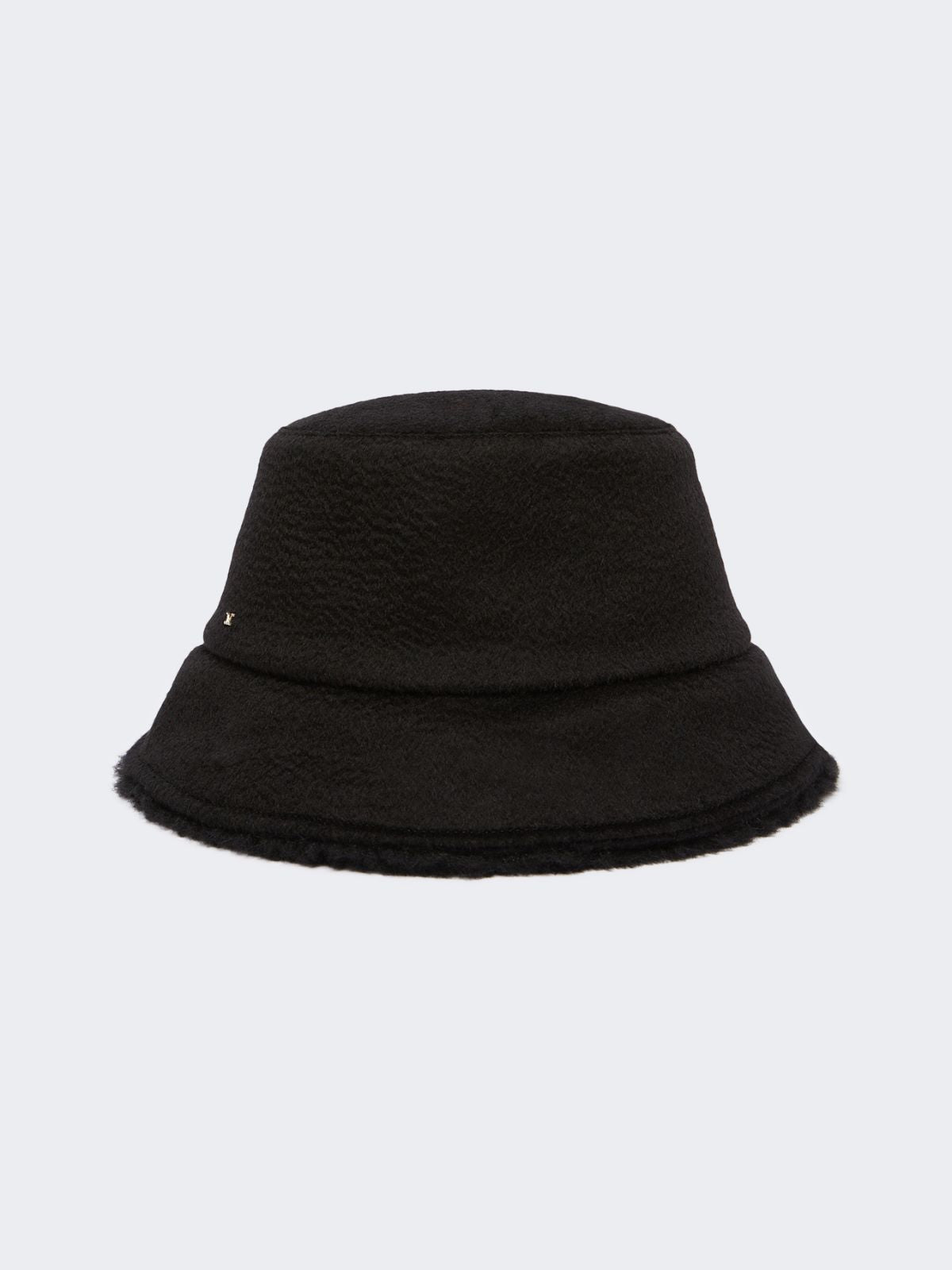 Reversible camel and Teddy fabric cloche hat - Black