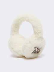 Alpaca and wool Teddy fabric earmuffs - Optical white