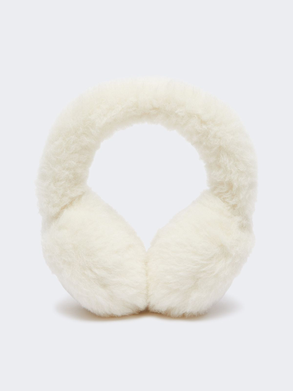 Alpaca and wool Teddy fabric earmuffs - Optical white