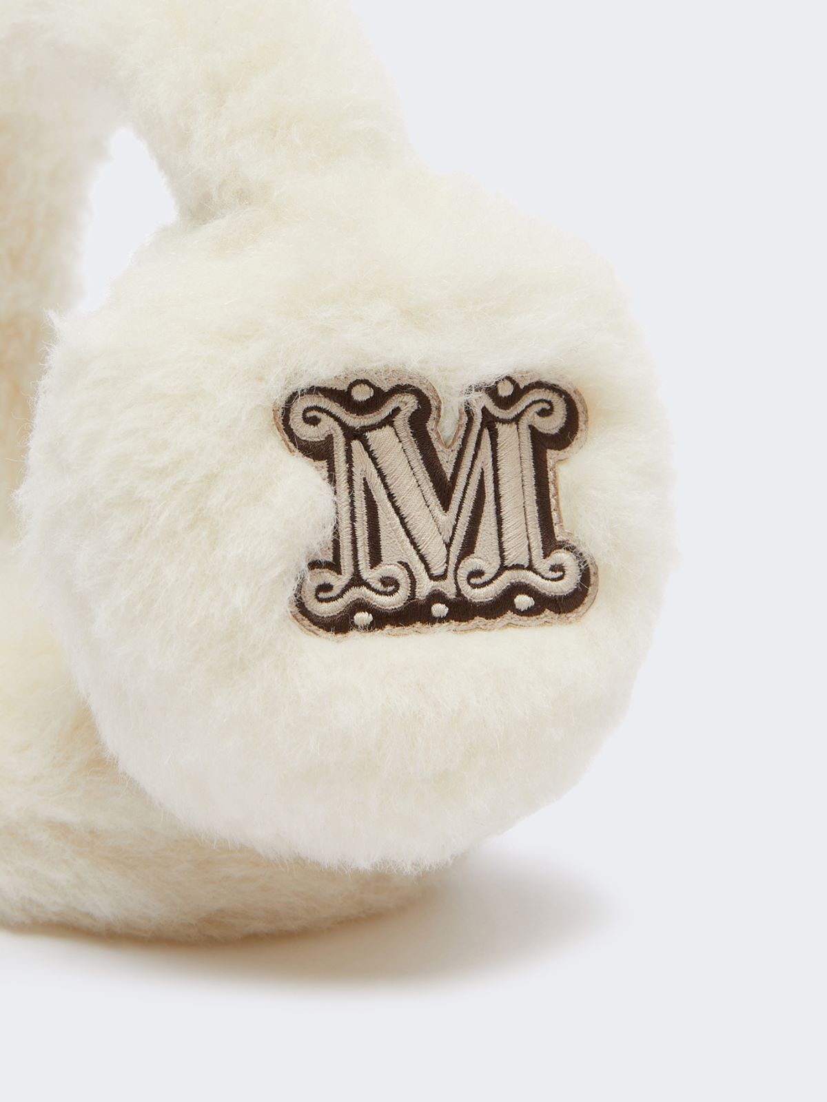 Alpaca and wool Teddy fabric earmuffs - Optical white