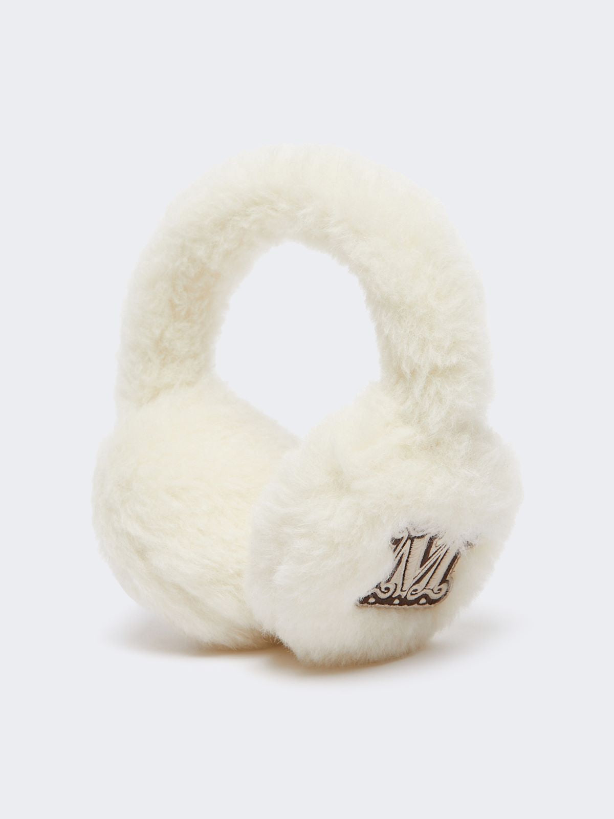 Alpaca and wool Teddy fabric earmuffs - Optical white