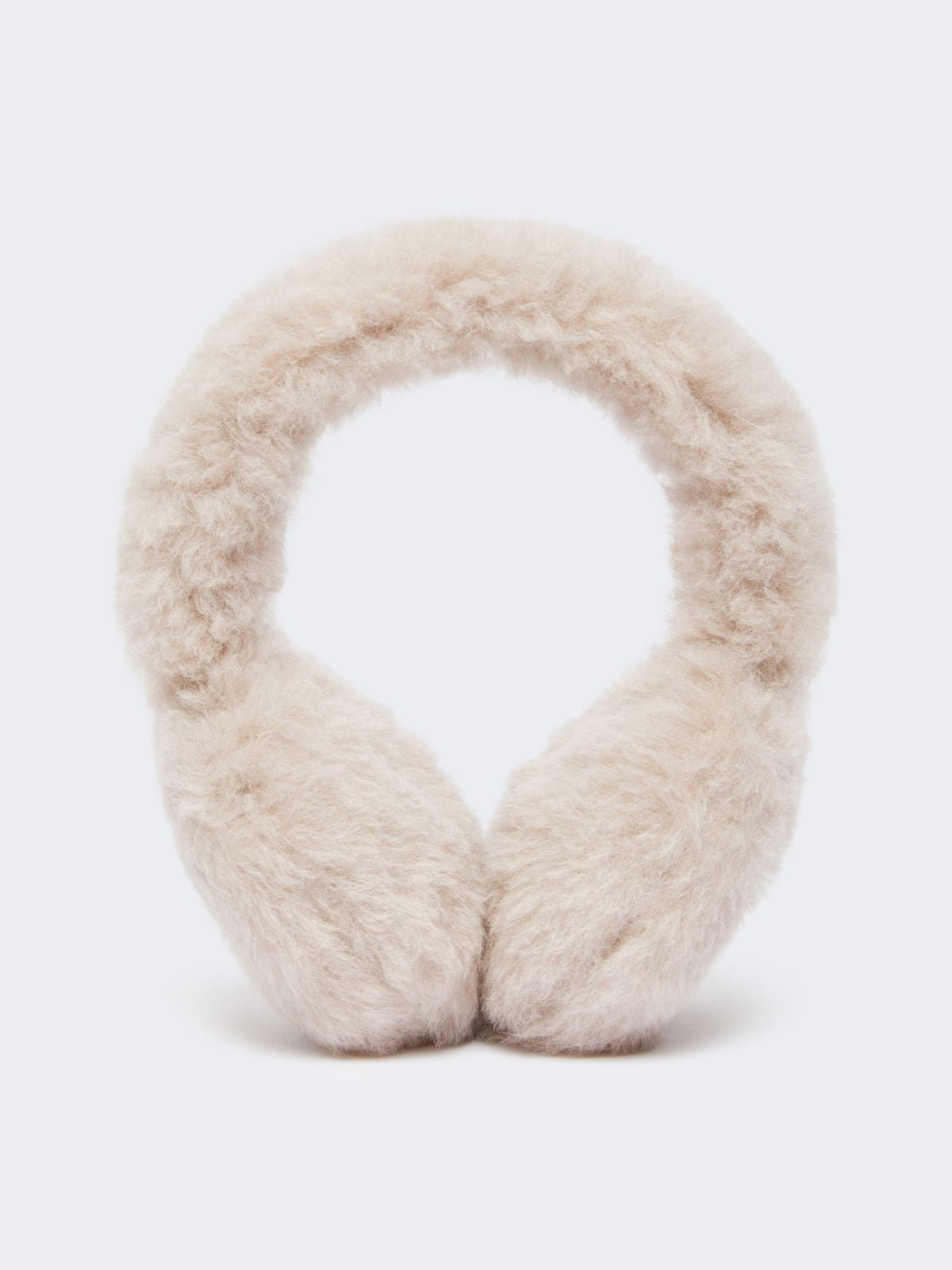 Alpaca and wool Teddy fabric earmuffs - Beige