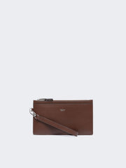 Wrist-strap leather pouch - Cocoa