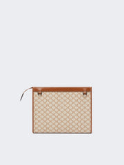 Cotton jacquard small pouch - Hazelnut brown