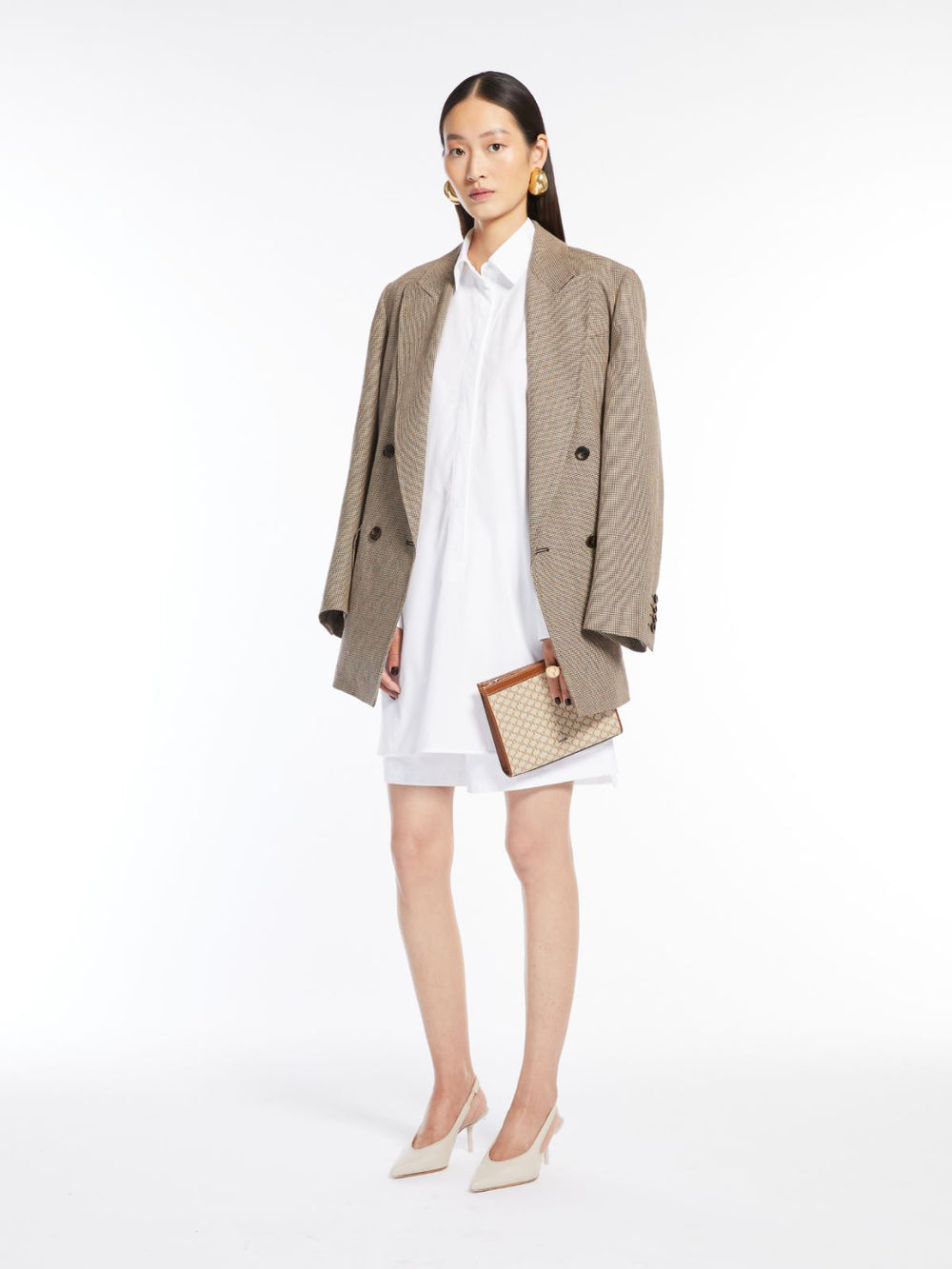 Cotton jacquard small pouch - Hazelnut brown