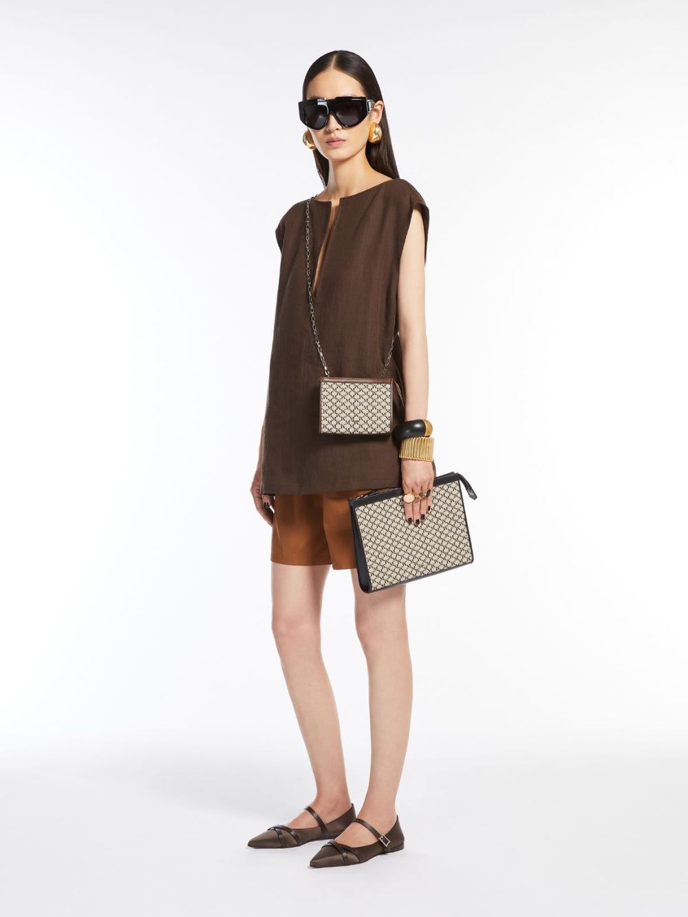 Cotton jacquard extra small pouch - Black