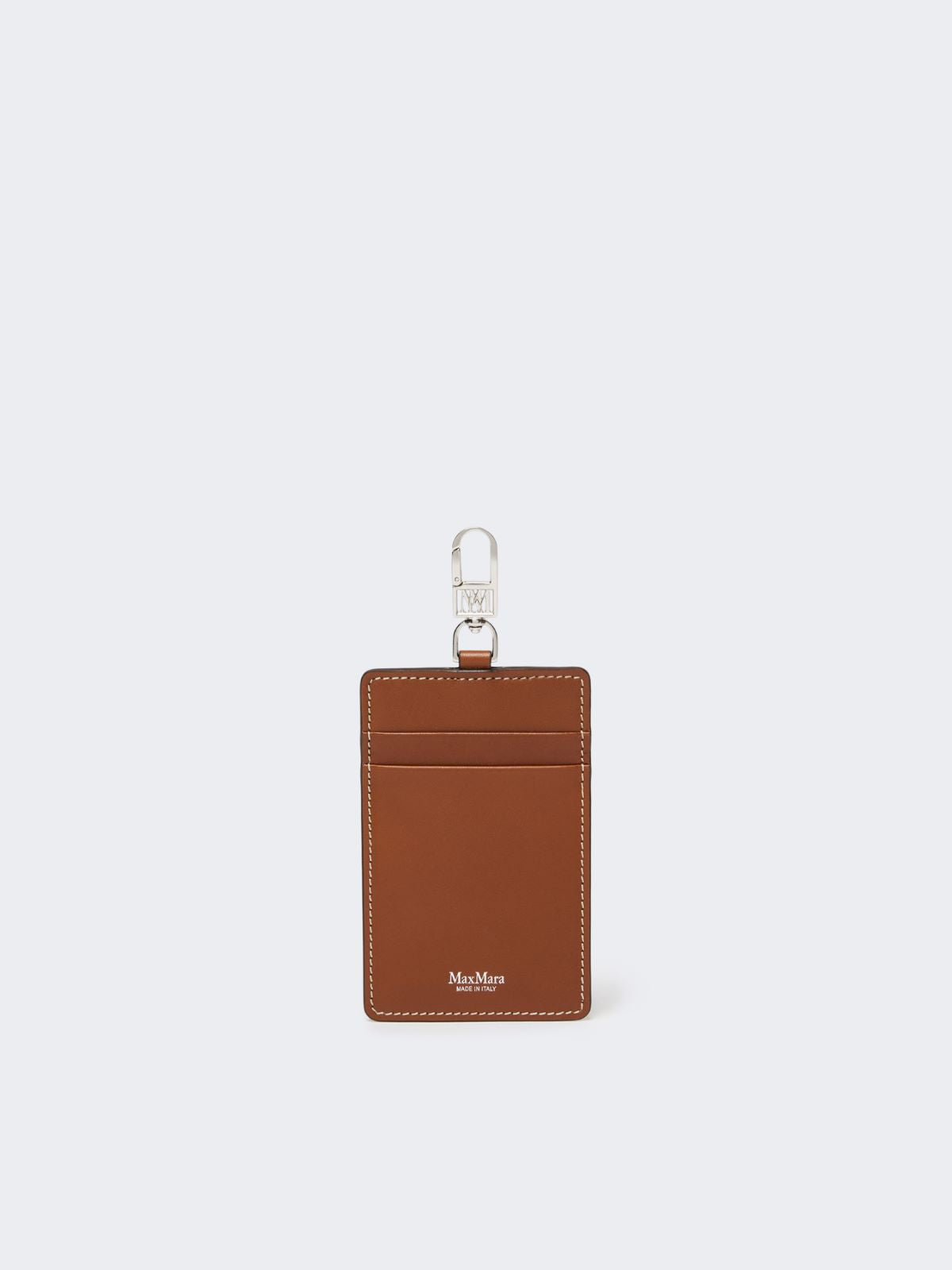 Leather badge holder - Amber brown