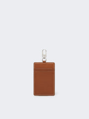 Leather badge holder - Amber brown