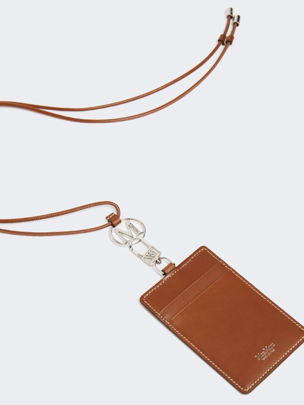 Leather badge holder - Amber brown