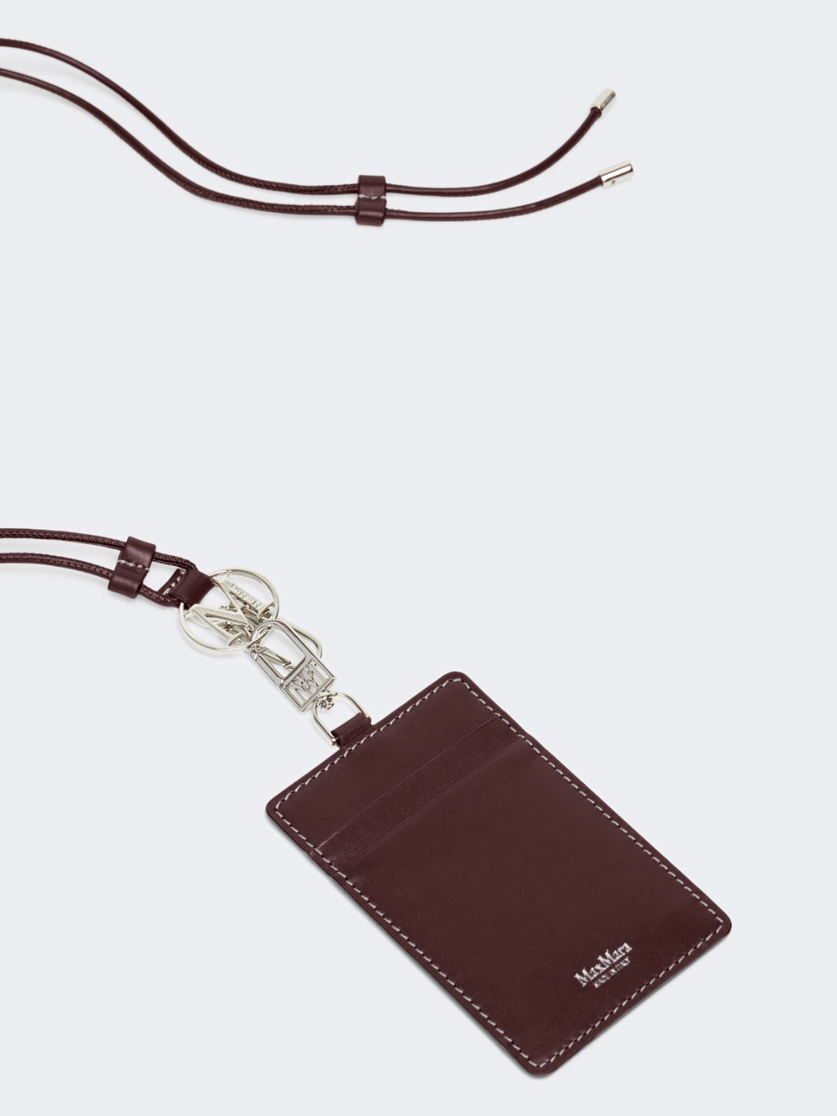 Leather badge holder - Bordeaux