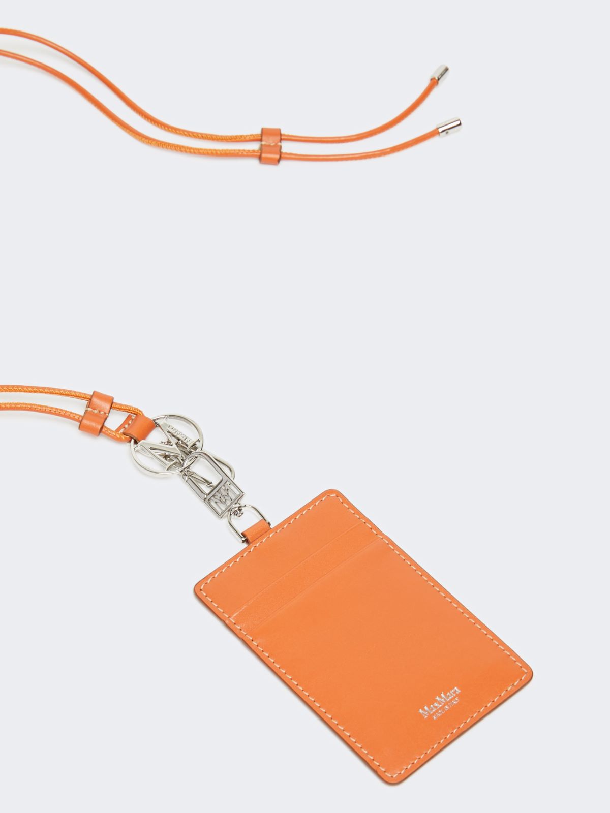 Leather badge holder - Tangerine
