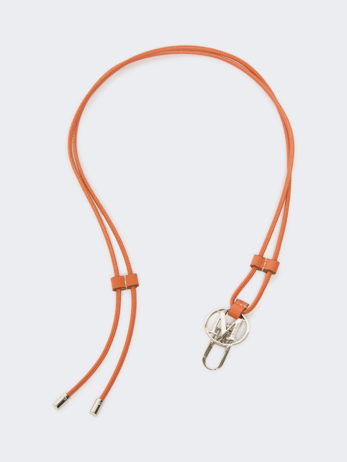 Leather Monogram strap with pendant detail - Tangerine