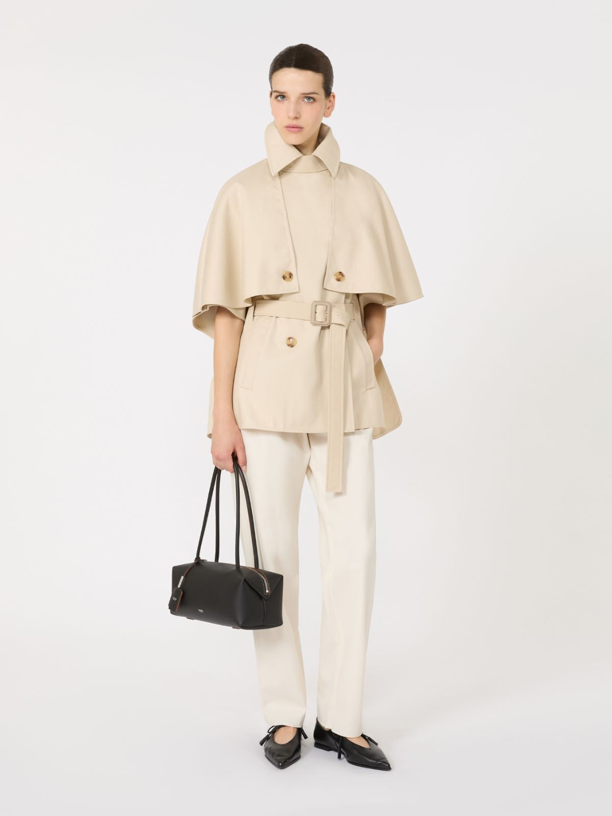 Water-repellent gabardine cloak - Natural