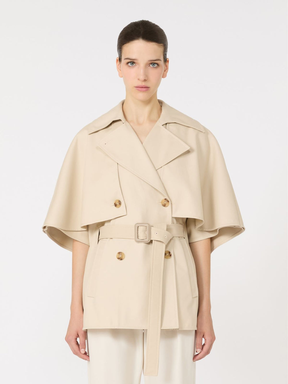 Water-repellent gabardine cloak - Natural