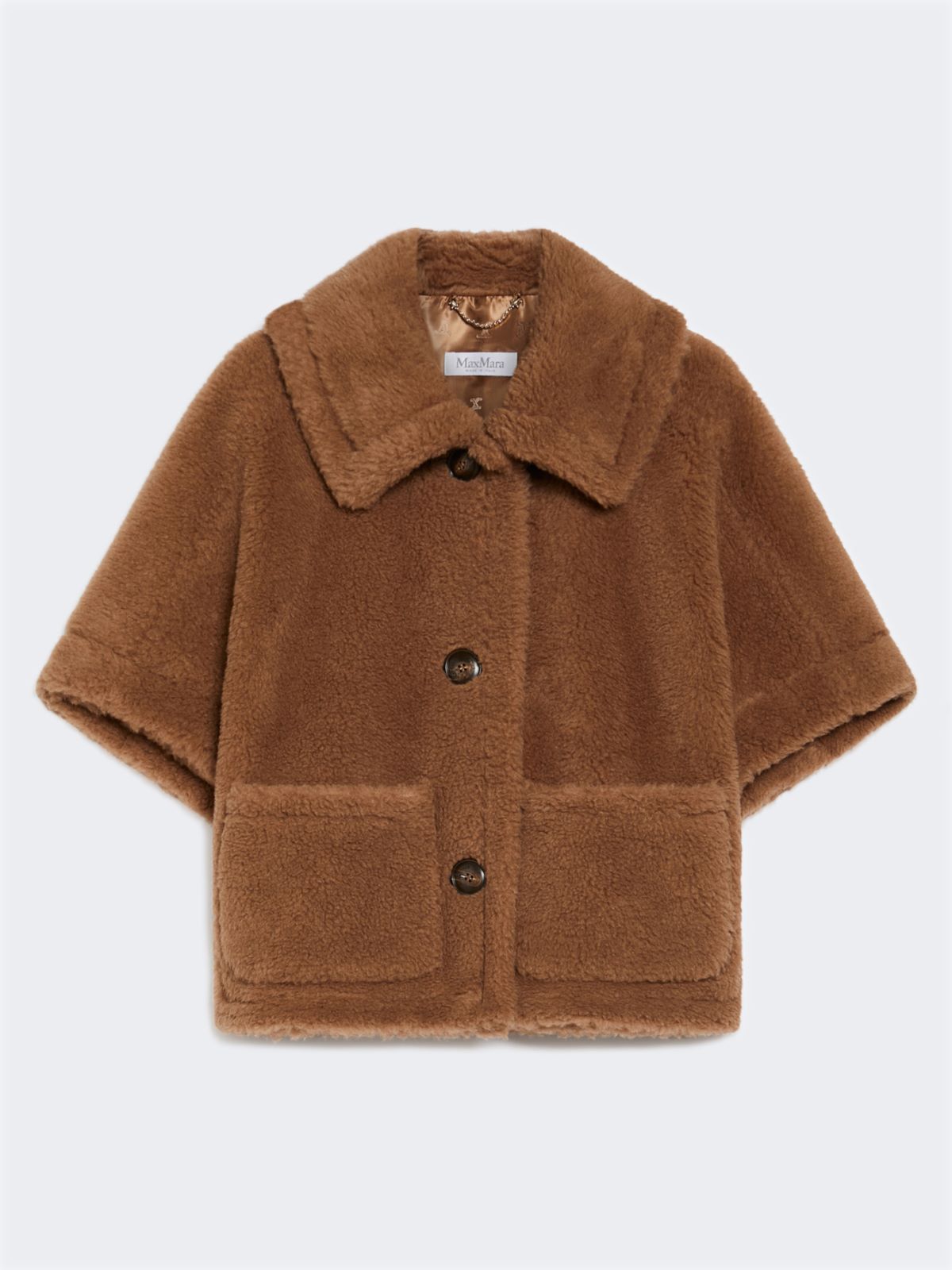 Teddy fabric short cape - Camel
