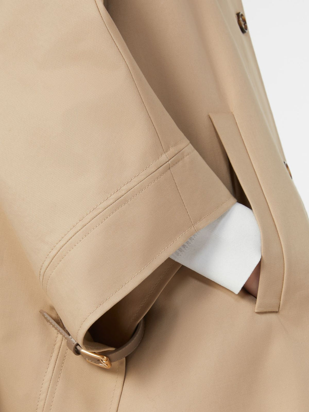 Long water-repellent cotton cloak - Sand