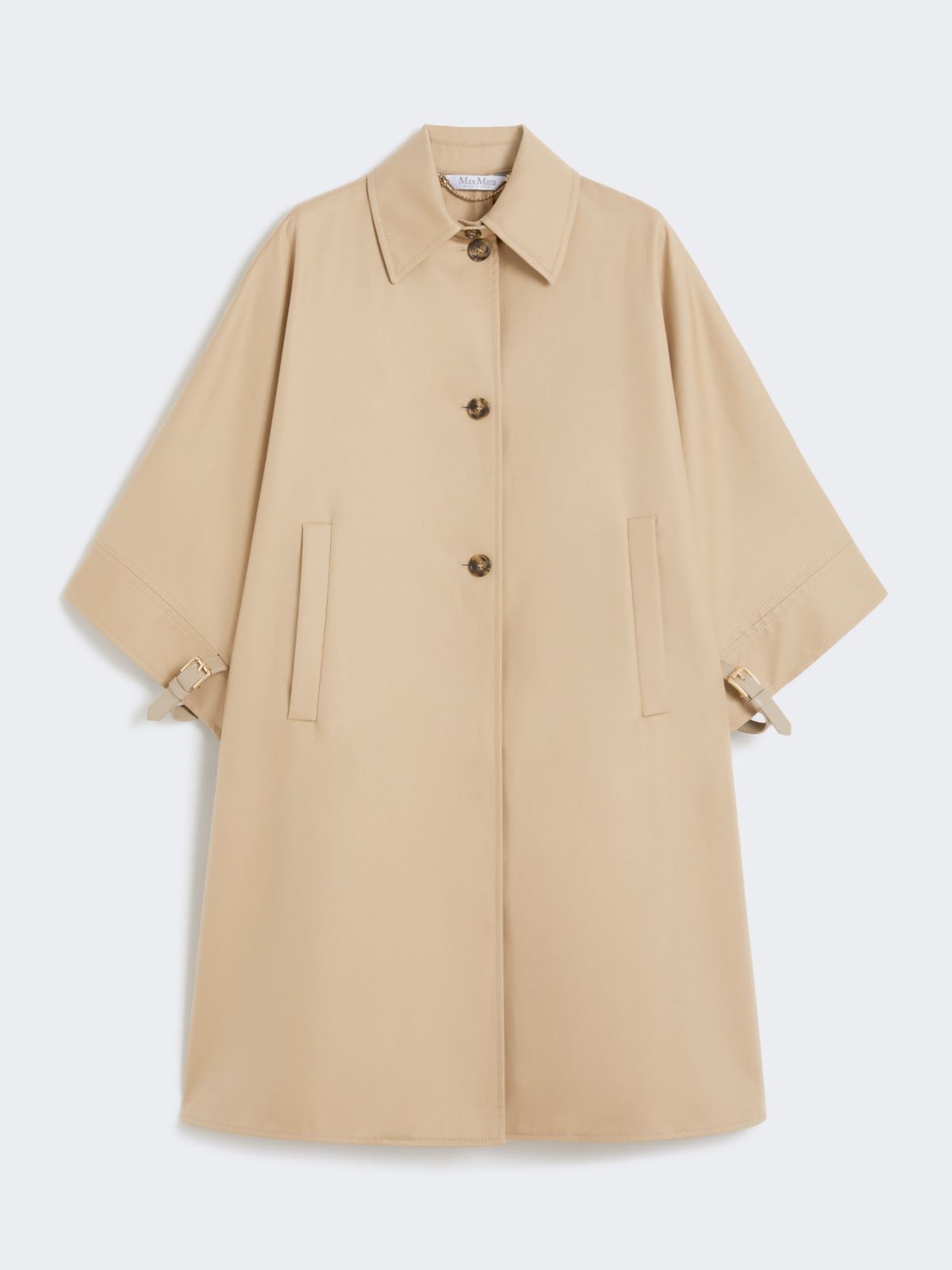 Long water-repellent cotton cloak - Sand