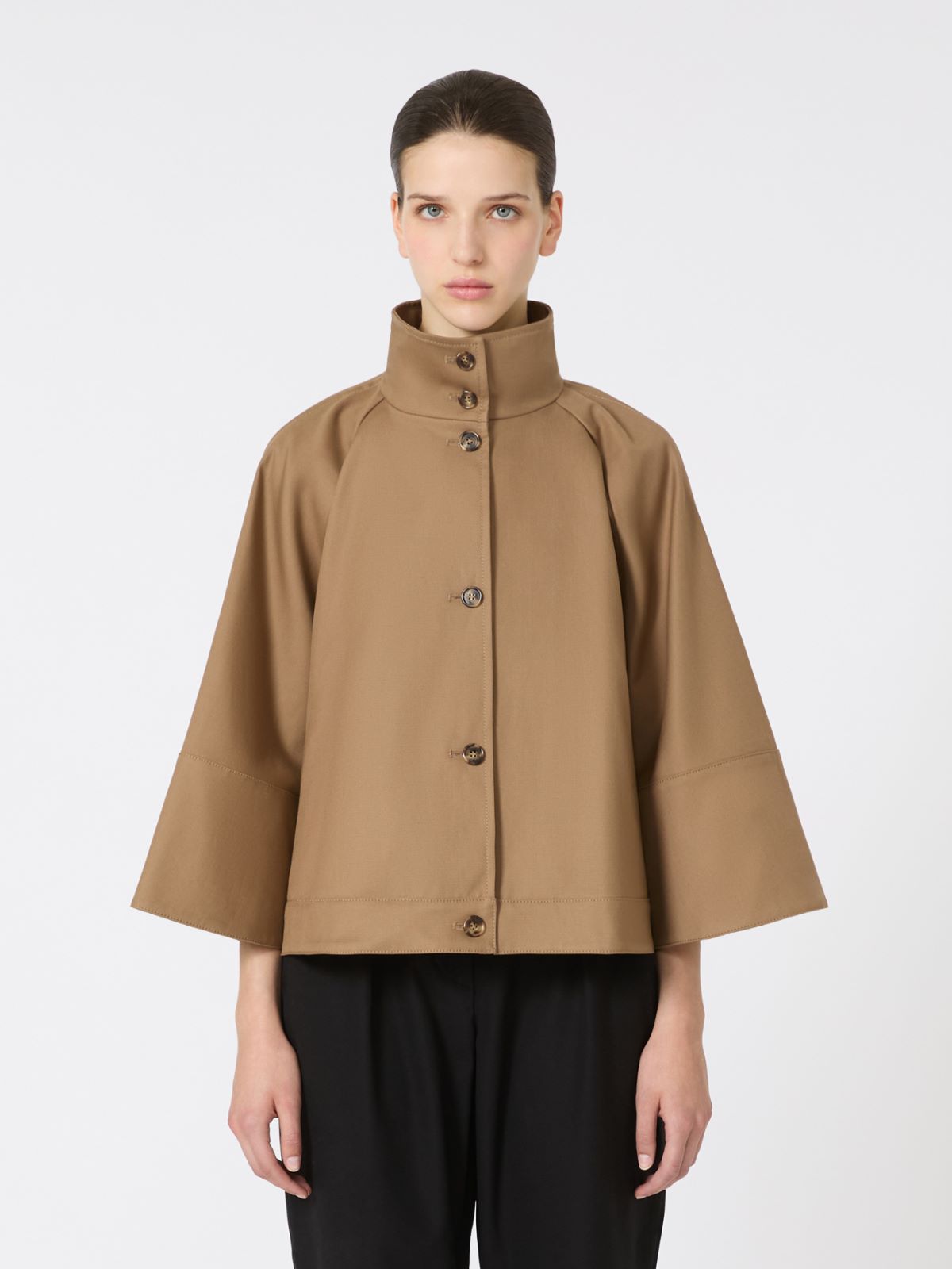 Cropped water-repellent gabardine cloak - Colonial