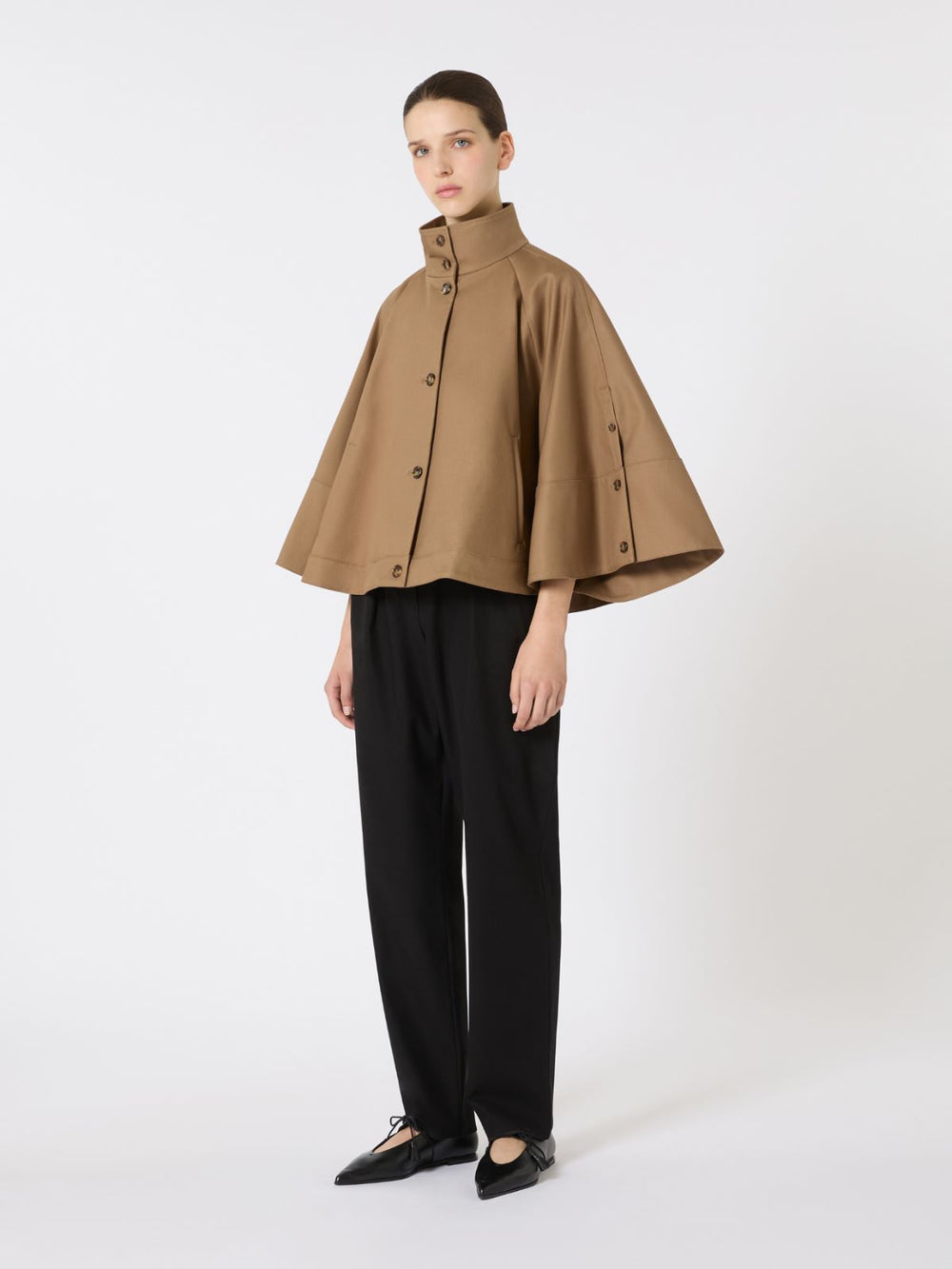 Cropped water-repellent gabardine cloak - Colonial