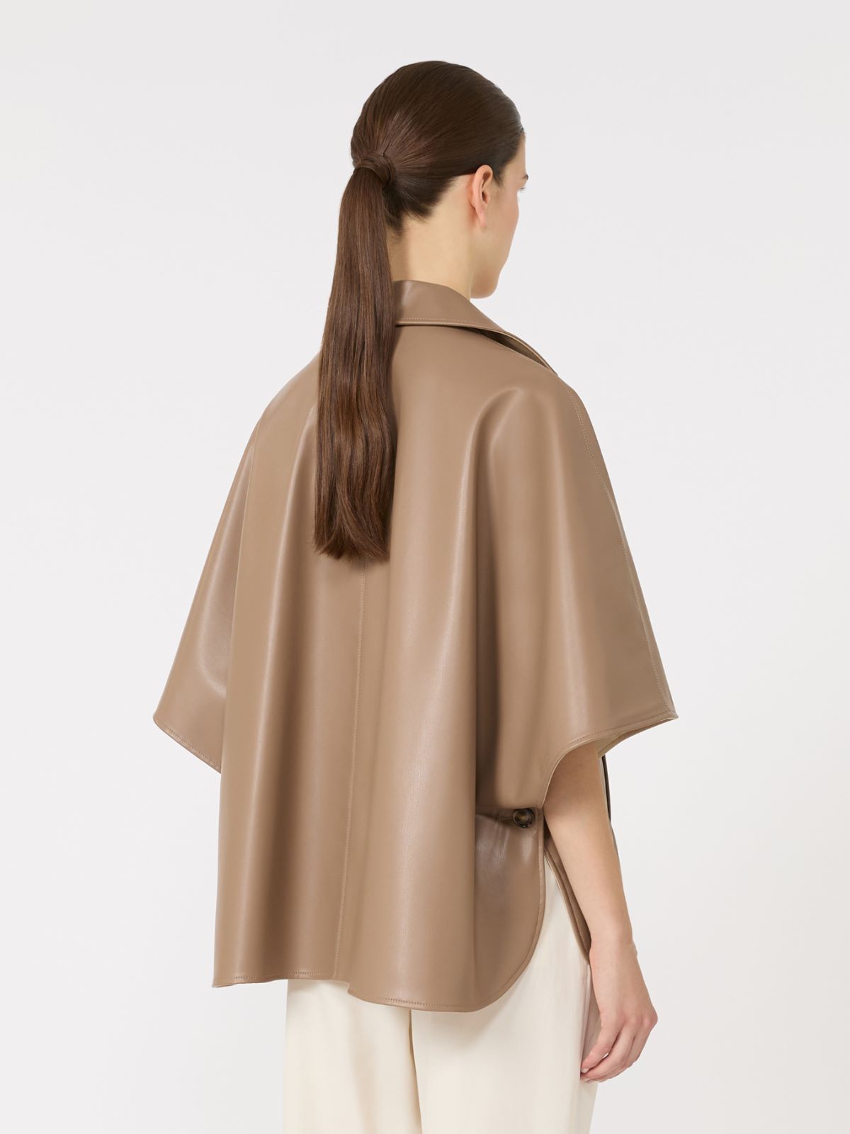 Double-breasted reversible cape in water-repellent cotton - Turtledove