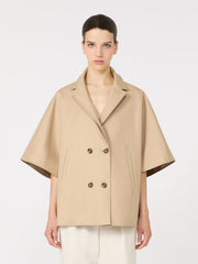 Double-breasted reversible cape in water-repellent cotton - Turtledove