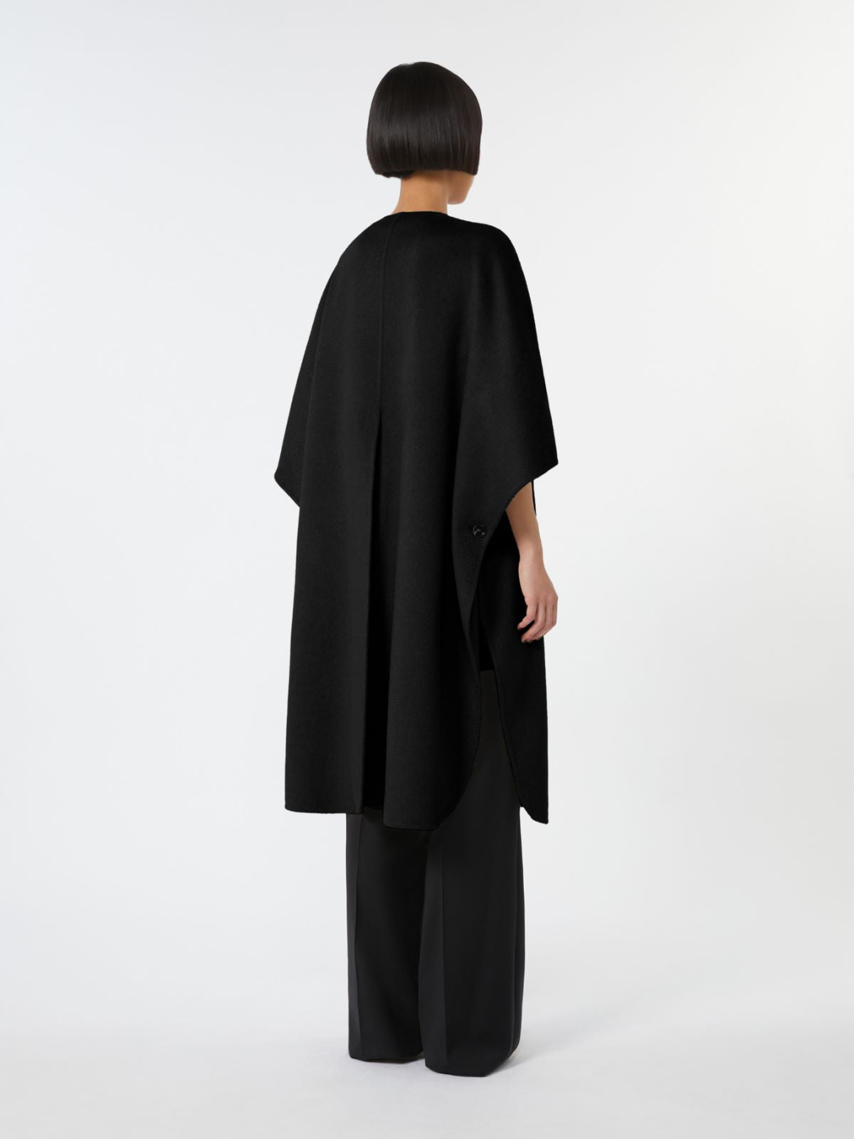 Long cape in cashmere drap - Black