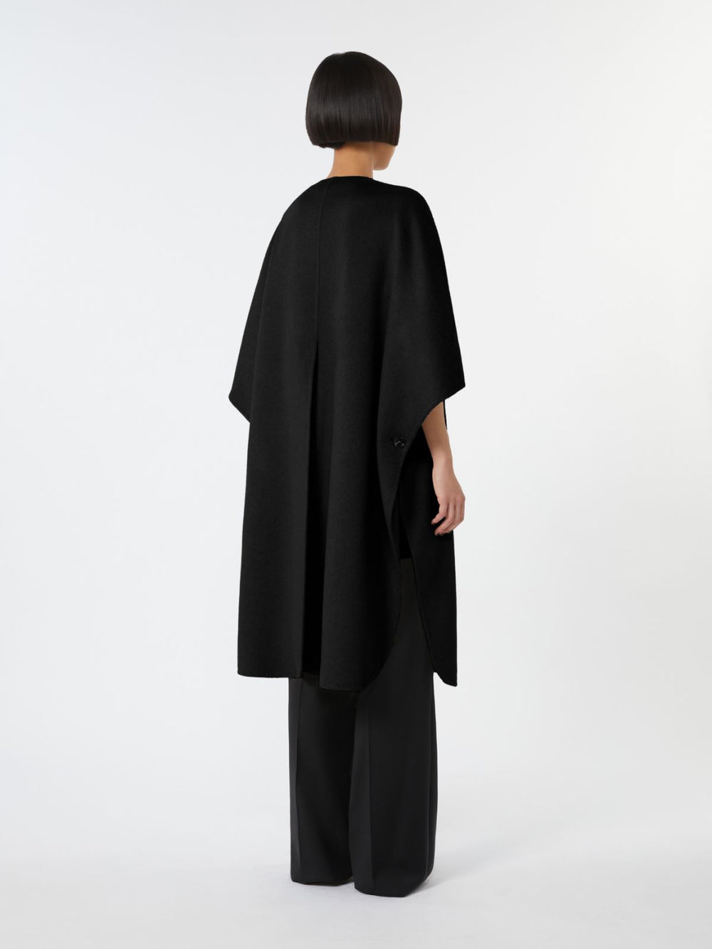 Long cape in cashmere drap - Black