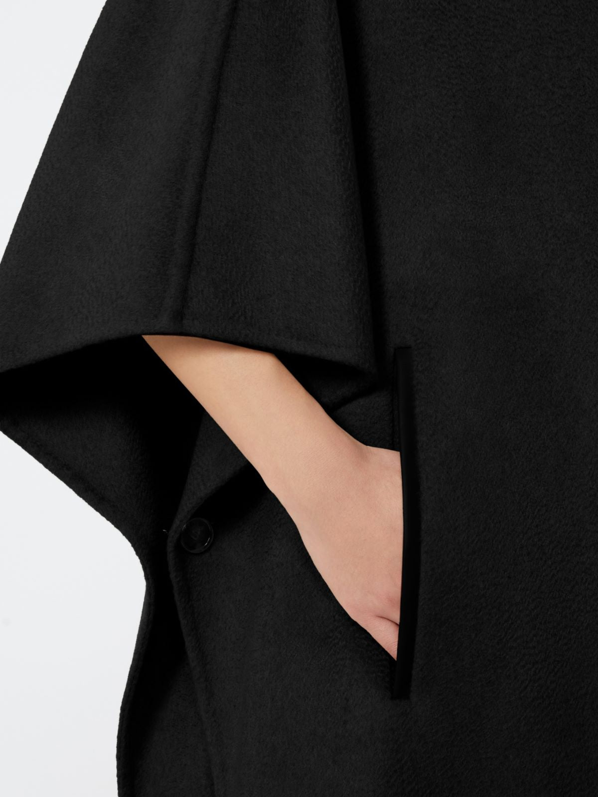 Long cape in cashmere drap - Black