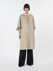 Long cape in cashmere drap - Sand