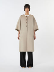 Long cape in cashmere drap - Sand