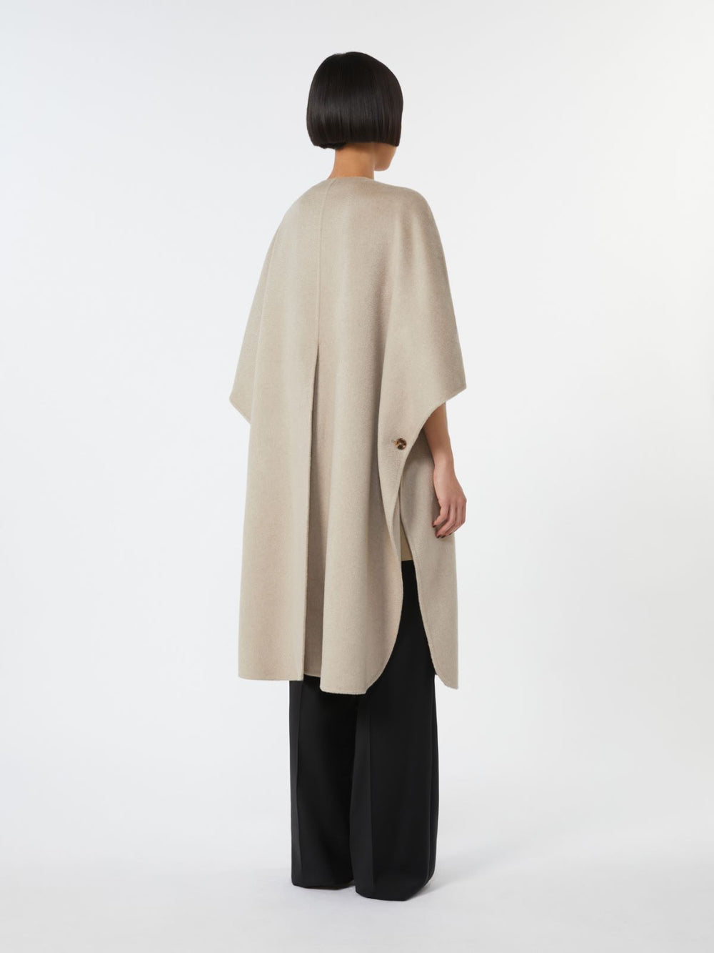 Long cape in cashmere drap - Sand