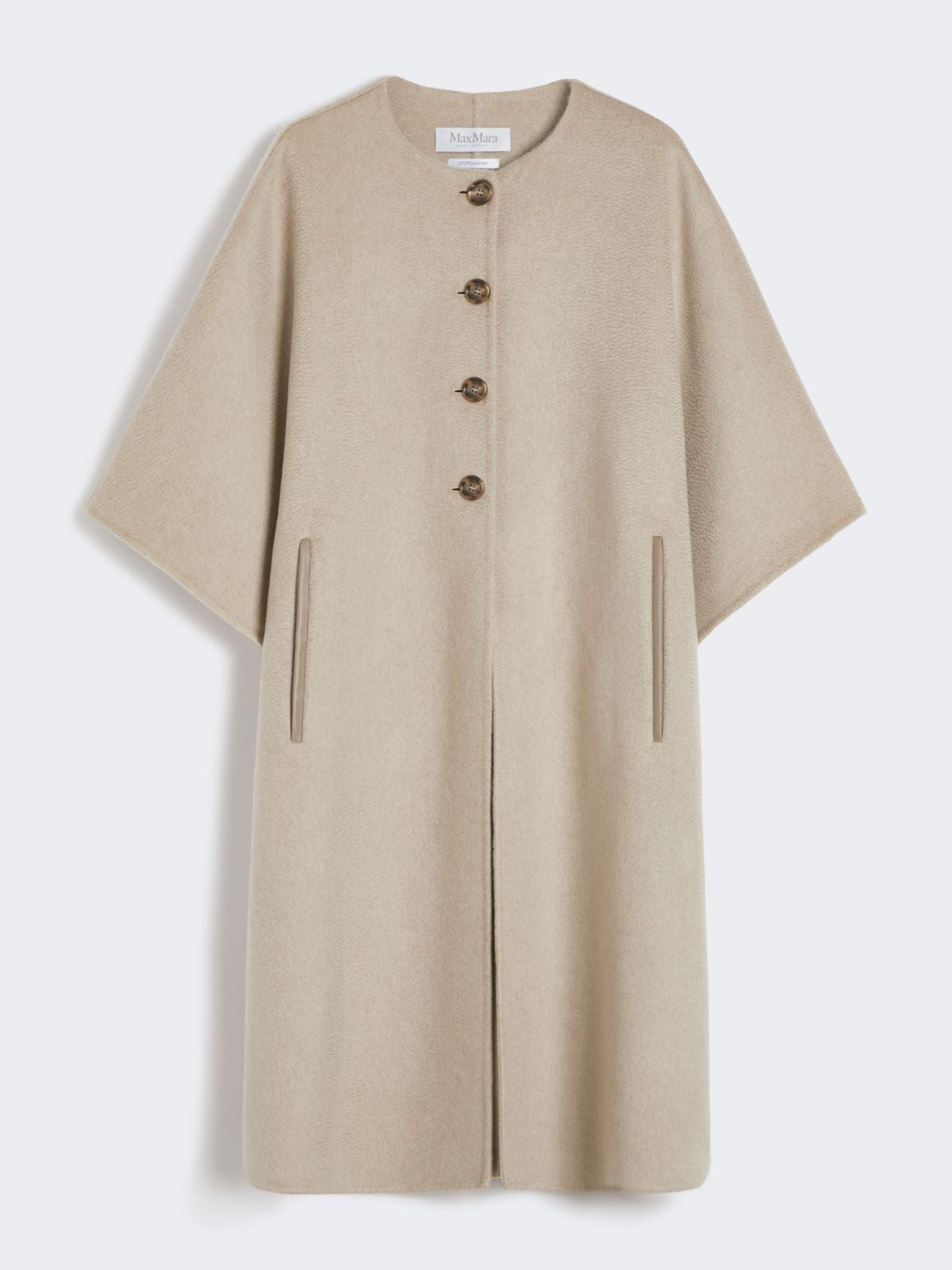 Long cape in cashmere drap - Sand